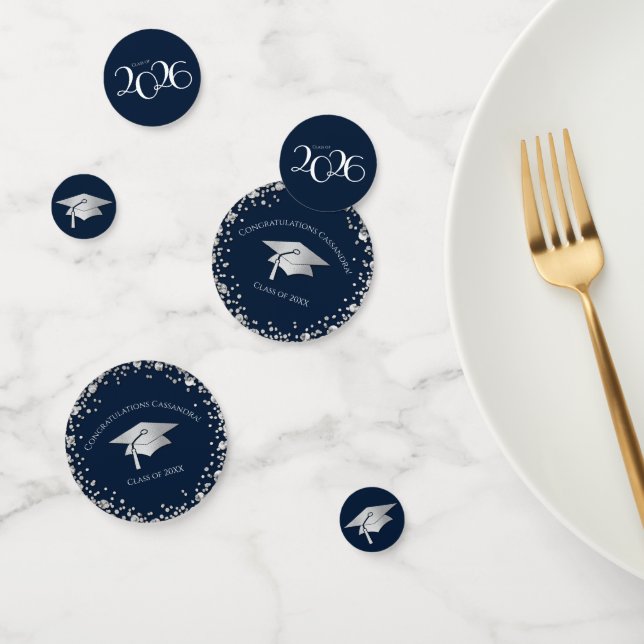 Confeti Navy Blue and Silver Graduation (Grupo)