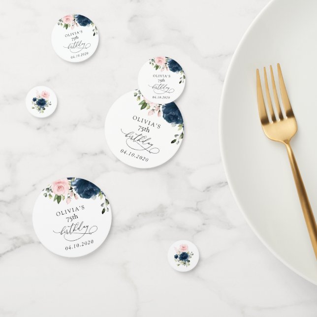 Confeti Navy Blue Flowers, Pink Flowers, Boho, Birthday (Grupo)