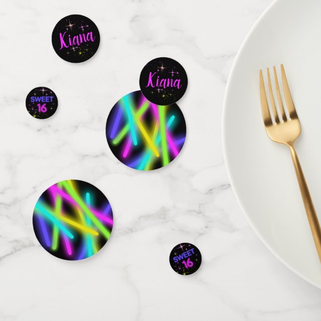 Confeti Neon Glow Stick Sweet 16 Name ID760 (Grupo)