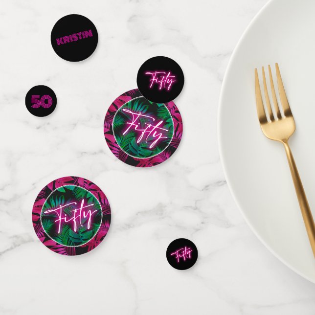 Confeti Neon Pink Tropical 50 cumpleaños (Grupo)