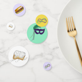 Confeti New Orleans Mardi Gras Beignet Beads Máscara Po'Bo