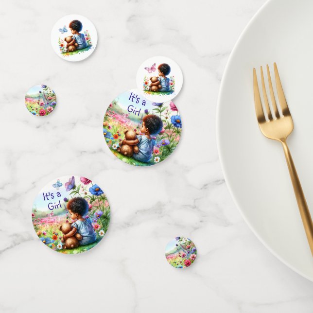 Confeti Niña bebé con Teddy Bear Baby Shower Es un Chica (Grupo)