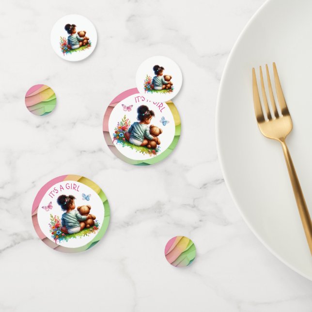 Confeti Niña bebé y su oso de peluche | Es un Chica (Grupo)