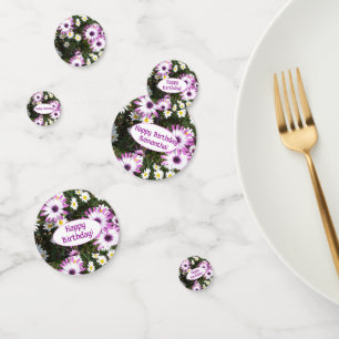 Confeti Nombre del Personalizable de cumpleaños morado y m