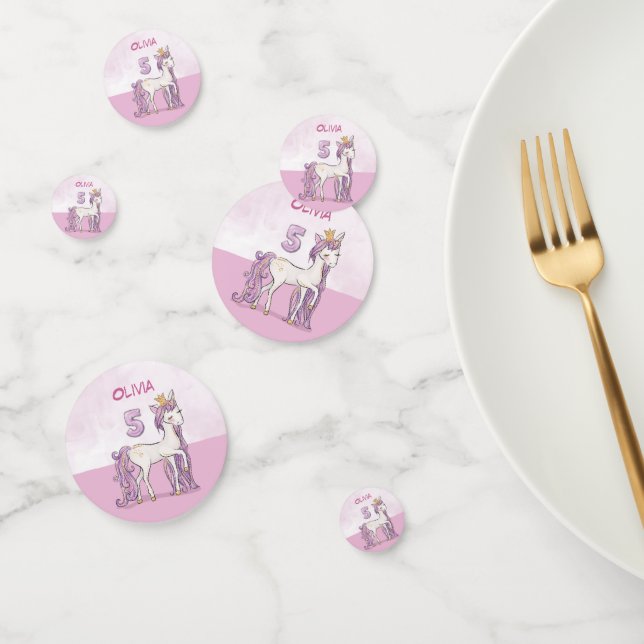 Confeti Nombre personalizado 5º cumpleaños Caballo rosa co (Grupo)