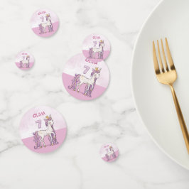 Confeti Nombre personalizado 7cumpleaños Caballo rosa con 
