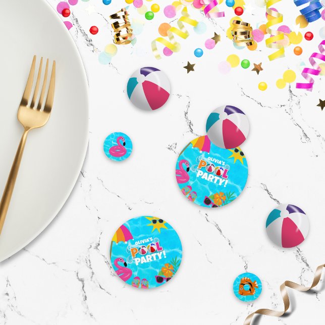 Confeti Nombre personalizado del Fiesta del fondo de diver (Personalized confetti for the perfect pool party!)
