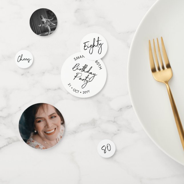 Confeti Ochenta | Foto de cumpleaños 80 de Black & White M (Grupo)