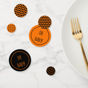 Confeti Oh Naranja bebé negro Baby Shower Patrones Confett