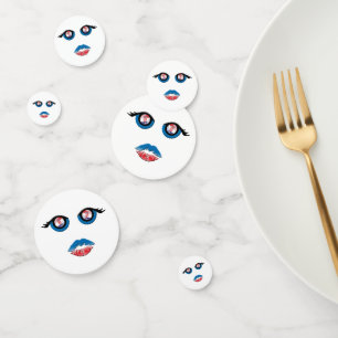 Confeti Ojos con emblema de Croacia y boca de besos
