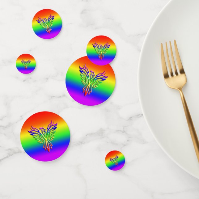 Confeti Orgullo arcoiris LGBT Phoenix Rising, efecto graba (Grupo)