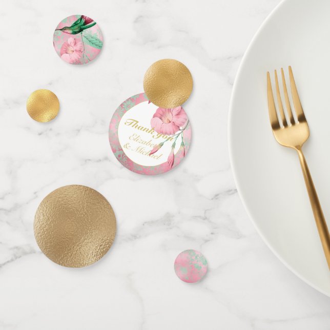 Confeti Ornate Hummingbird Mint Green Pink Gold (Grupo)