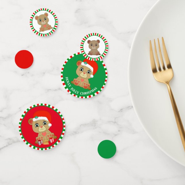 Confeti Osito de Navidad en Verde y Rojo (Grupo)