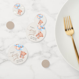 Confeti Oso bebé, globos azules, primer cumpleaños