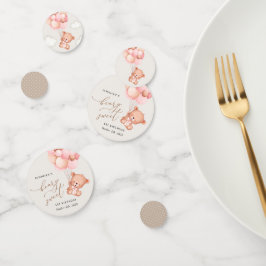 Confeti Oso bebé, globos rosados, primer cumpleaños