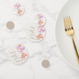 Confeti Oso Bebé, Oso Cuto, Globos Púrpura, Baby Shower