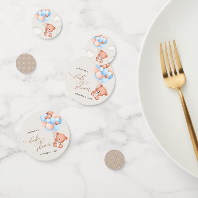 Confeti Oso bebé, Oso de peluche, Globos azules, Baby Show (Grupo)