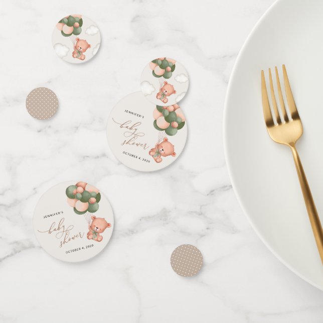 Confeti Oso bebé, Oso de peluche, Globos verdes, Baby Show (Grupo)