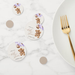 Confeti Oso de peluche, bebé oso, globo morado, fiesta de 