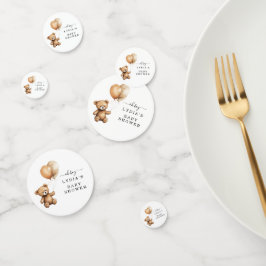 Confeti Oso de peluche Ducha de bebé con globos Neutro de 