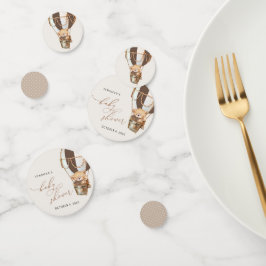 Confeti Oso de peluche, Globo aerostático marrón, Baby Sho