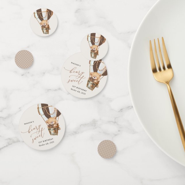 Confeti Oso de peluche, globo de aire caliente marrón, pri (Grupo)