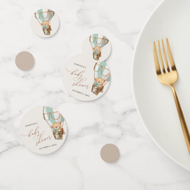 Confeti Oso de peluche, globo de aire caliente verde, Baby (Grupo)