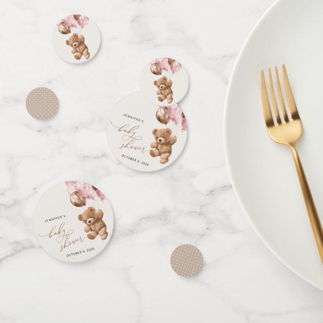 Confeti Oso de peluche, Oso de bebé, globos rosados, Baby  (Grupo)