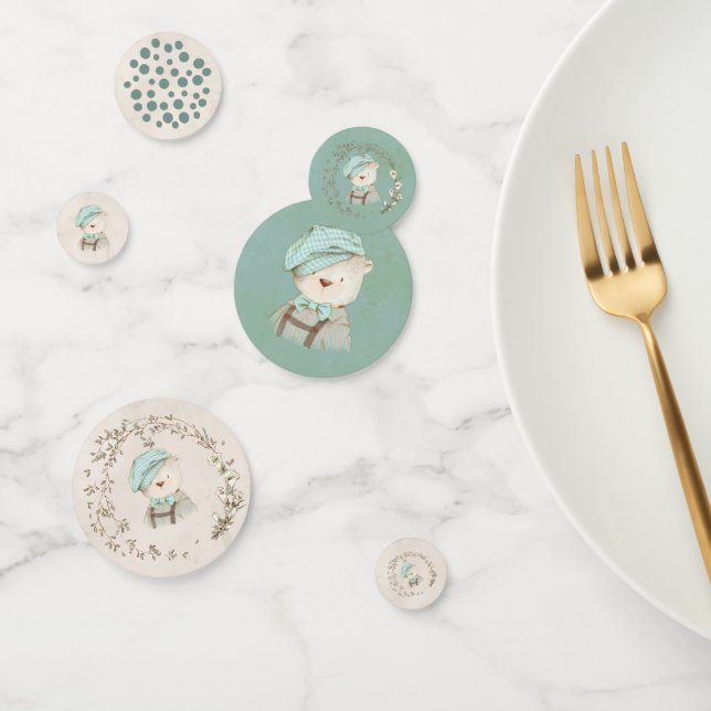 Confeti Oso De Teddy Terciopelado Cubierto Gorra Polka Dot (Grupo)