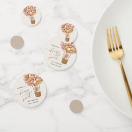 Confeti Oso lindo, globos rosados, primer cumpleaños