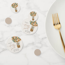 Confeti Oso lindo, globos verdes, primer cumpleaños