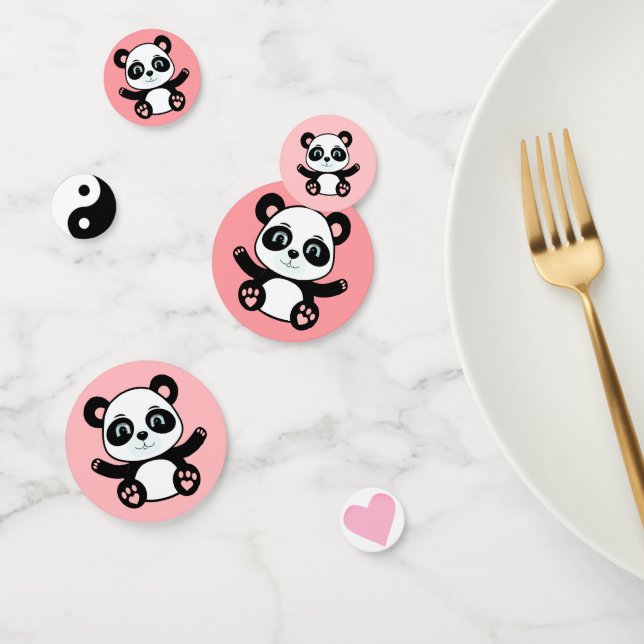 Confeti Oso panda lindo en rosa (Grupo)