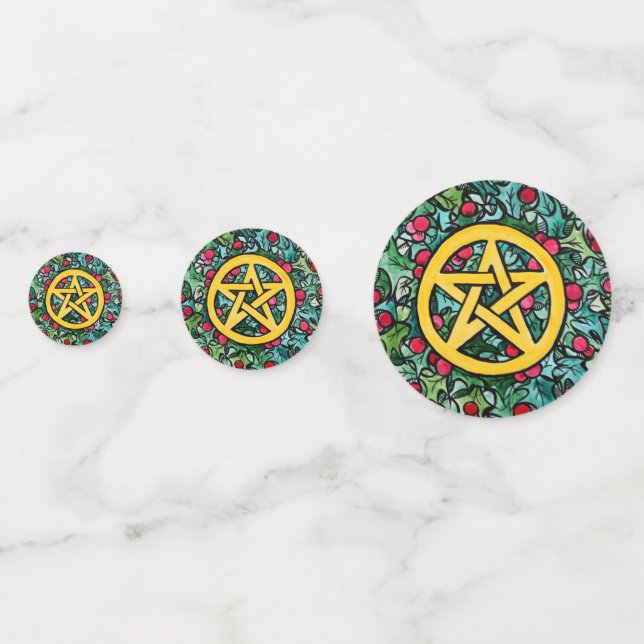 Confeti Pagan Yule Pentagram (Anversos)
