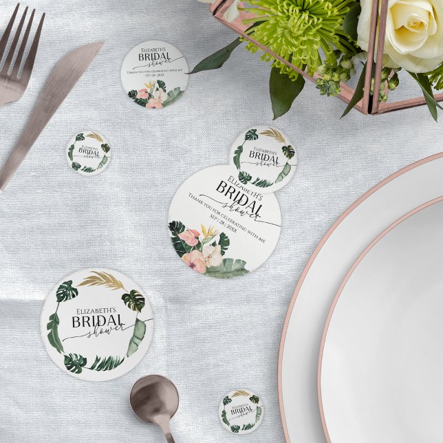 Confeti Palm Hibiscus Tropical Floral Bridal Shower (Subido por el creador)