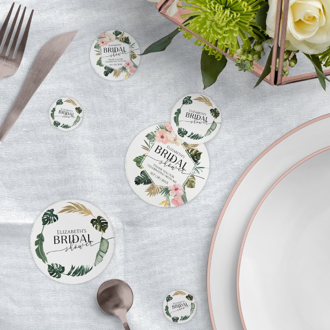 Confeti Palm Hibiscus Tropical Floral Bridal Shower (Subido por el creador)