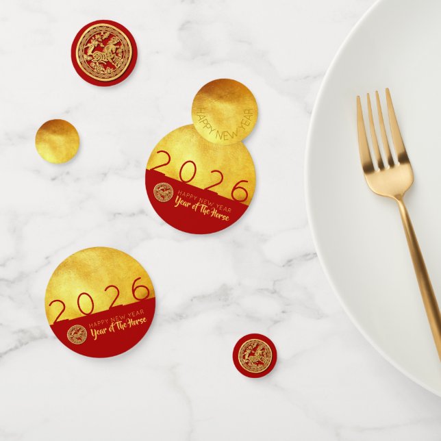 Confeti Papel del caballo de oro rojo 2026 Fiesta dorado C (Grupo)
