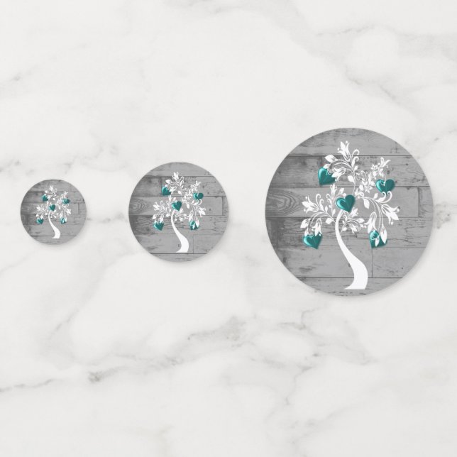 Confeti para mesa de boda del Árbol Teal de los Co (Anversos)