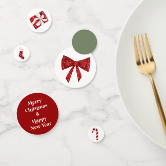 Confeti para mesa de fiesta de Navidad con lazo ro