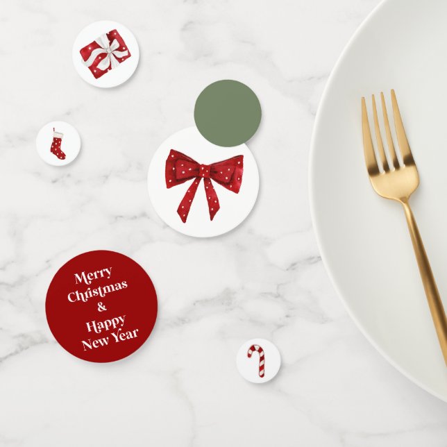 Confeti para mesa de fiesta de Navidad con lazo ro (Grupo)