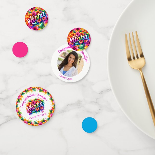 Confeti Partido de Graduación de Foto de Aloha Tropical (Grupo)