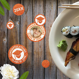 Confeti Partido de Graduación de Foto Grad Glam Naranja Ca