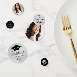 Confeti Partido de Graduación de Foto Personalizado Plata 