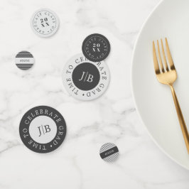 Confeti Partido de Graduación Gris Plata Monograma Moderno