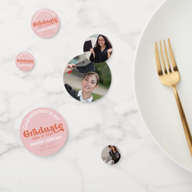 Confeti Partido de Graduación Naranja y rosa de los 70 (Grupo)