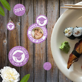 Confeti Partido Grad Glam Purple Cap Photo Graduation