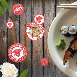 Confeti Partido Grad Glam Red Cap Photo Graduation