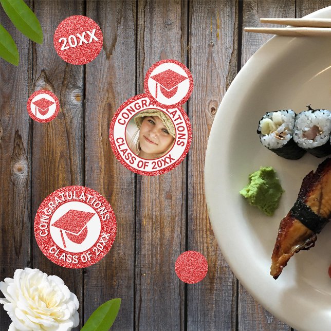 Confeti Partido Grad Glam Red Cap Photo Graduation (Subido por el creador)