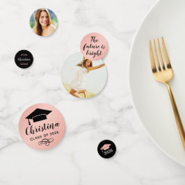 Confeti Partido Rosa de Graduación de Fotos Personalizados