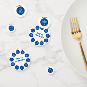 Confeti Pascua Seder Las 10 plagas Azul y Blanco