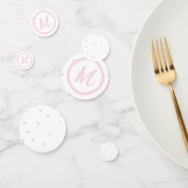 Confeti Patrón cardíaco rosado Girly Romántico Monogramado